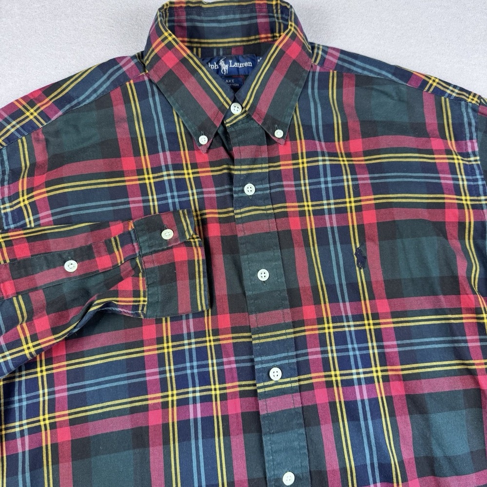 Vintage Polo Ralph Lauren Blake Button Shirt S Tartan Cotton Long Sleeve Pony